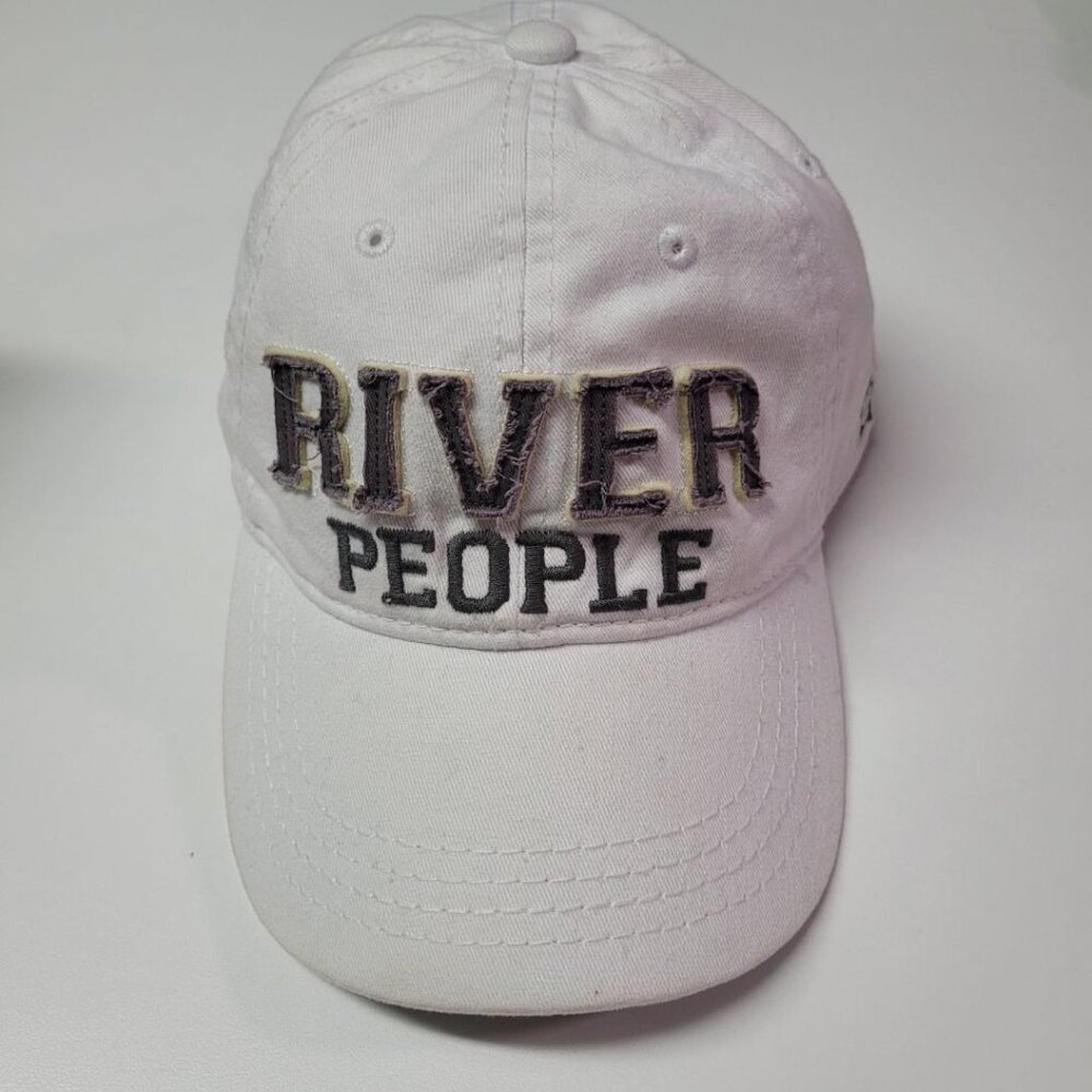 River People White Hat Ball Cap Ladies Adjustable Buckle We Profile Summer